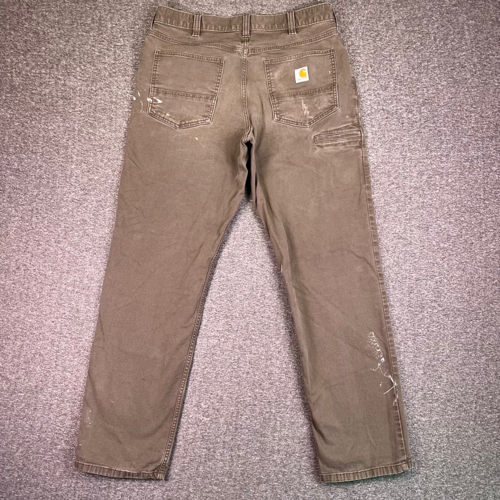 Carhartt Pants Mens 35x34 Brown Rugged Flex Relaxed Workwear Canvas Utility Work - Picture 13 of 16